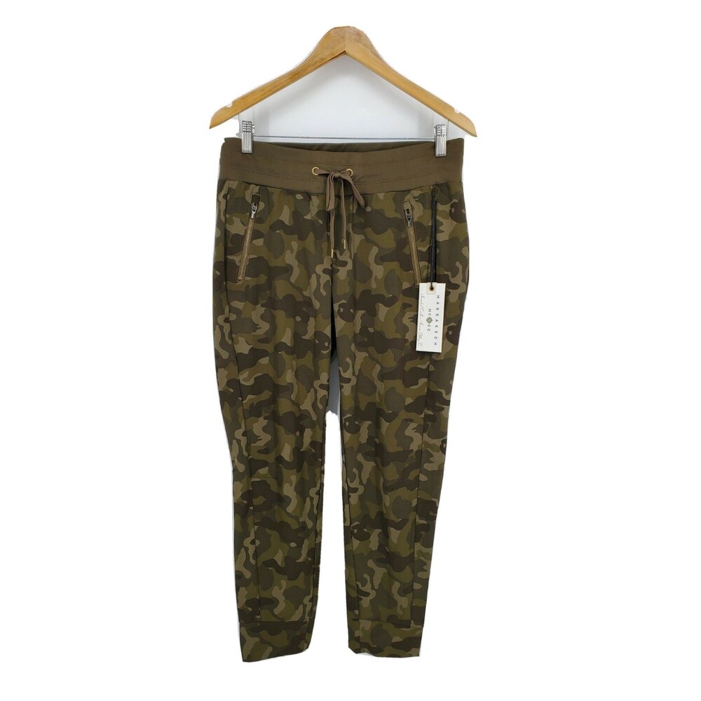 New Marrakech Womens Camo Athletic Jogger Pants Zip Pockets Size 6